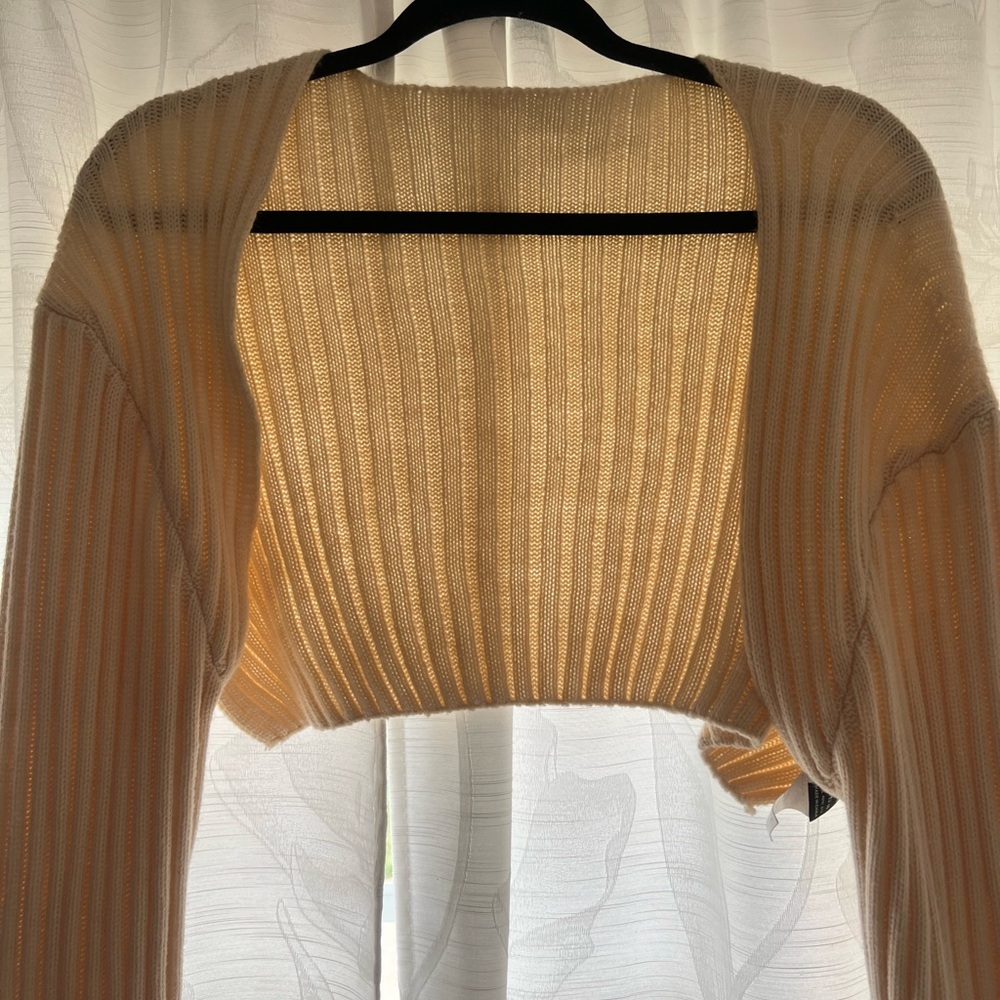 SHEIN Cream Ribbed Cardigan